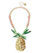 Betsey Johnson Picnic Pineapple Goldtone & Multicolored Crystal Pendant Necklace