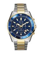 Bulova Men's Marine Star Chronograph Two-tone Gold Blue Dial Watch, 98b230