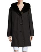 Gallery Faux Fur-accented Rain Coat