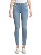 Karl Lagerfeld Faux Pearl Embellished Skinny Jeans