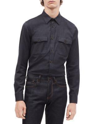 Calvin Klein Modern-fit Stretch Flannel Button-down Shirt