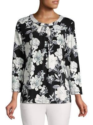 Karl Lagerfeld Paris Bow-neckline Floral Blouse