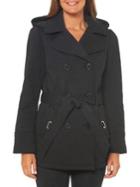Jones New York Collection Double-breasted Cotton-blend Fleece Hooded Jacket