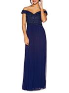 Quiz Bardot Embroidered Off-the-shoulder Gown