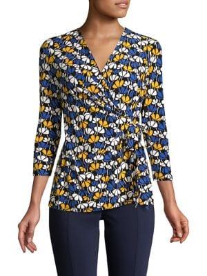 Anne Klein Flower Fall Wrap Top
