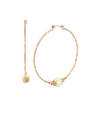 Lord Taylor Large Faux Pearl Hoop Earring