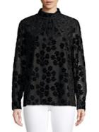Karl Lagerfeld Paris Metallic Floral-print Top