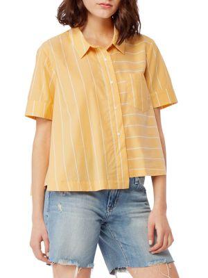 Habitual Asymmetric Striped Button-front Top