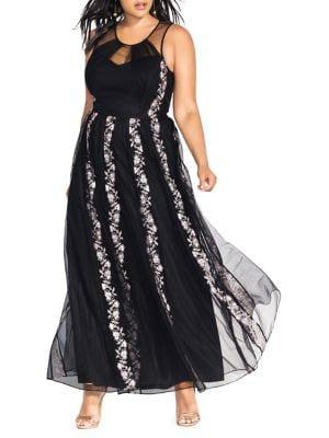 City Chic Plus Climbing Vine Maxi Dress