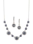 Givenchy Silvertone & Crystal Earrings & Necklace Set