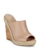 Charles By Charles David Balen Leather Wedge Mules