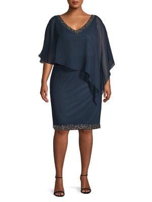 J Kara Plus Classic Embellished Sheath Dress