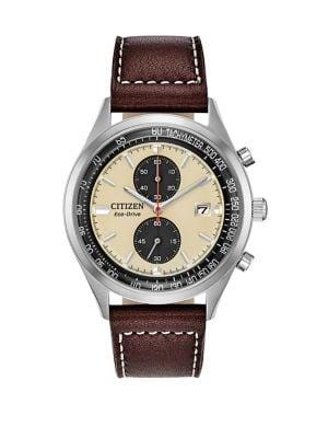 Citizen Chandler Stainless Steel & Leather-strap Watch