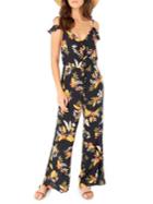 Salt Water Luxe Floral Ruffle Cold-shoulder Jumpsuit