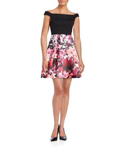 Adrianna Papell Floral Off-the-shoulder Dress