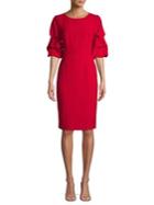 Donna Karan Ruched-sleeve Knee-length Dress