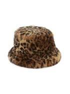 Steve Madden Leopard Print Faux Fur Bucket Hat