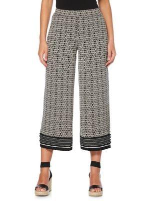 Rafaella Petite Mixed-print Wide-leg Pants