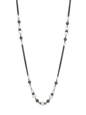Givenchy Hematite And Faux Pearl Strandage Necklace