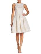 Dress The Population Pleated Jacquard Fit-&-flare Dress