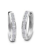 Lord & Taylor Diamond And 14k White Gold Hoop Earrings, 1 Tcw - 1 In.