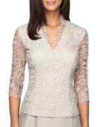 Alex Evenings Embroidered Illusion Blouse
