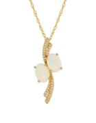 Lord & Taylor Diamond, Opal And 14k Yellow Gold Oval Dia Pendant Necklace