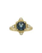 Judith Ripka Angelica London Blue Topaz, Diamond And 14k Yellow Gold Ring, 0.084 Tcw