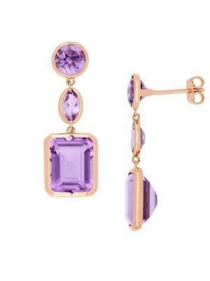 Sonatina Sterling Silver, Rose De France & Amethyst Link Drop Earrings