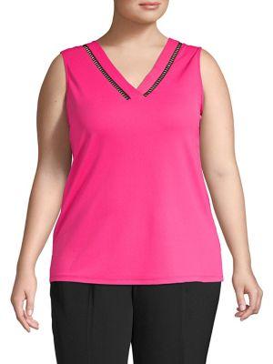 Calvin Klein Plus Trimmed V-neck Top