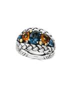 Effy Topaz, Citrine And 18k Goldplated Sterling Silver Braided Ring
