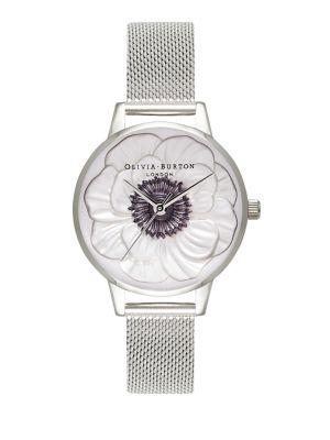 Olivia Burton 3d Anemone Stainless Steel Analog Bracelet Watch