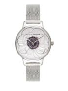 Olivia Burton 3d Anemone Stainless Steel Analog Bracelet Watch