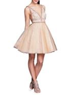 Glamour By Terani Couture Embellished Fit-&-flare Mini Dress