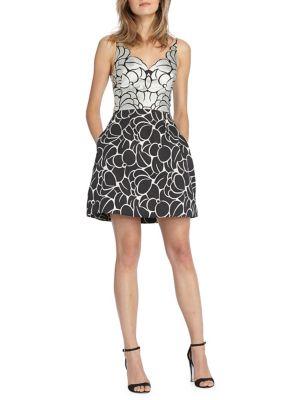 Ml Monique Lhuillier Sleeveless Contrast Jacquard Dress