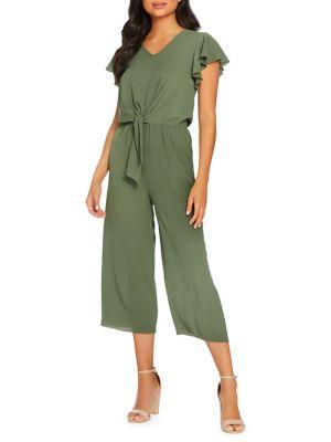 Quiz Ruffle-sleeve Knot-front Jumpsuit