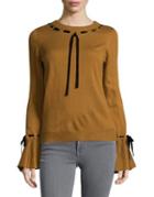 Ivanka Trump Lace-up Bell-sleeve Sweater