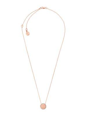 Michael Kors Logo Crystal Pendant Necklace/rose Goldtone