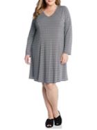 Karen Kane Plus Printed Long-sleeve Fit-&-flare Dress