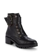 Karl Lagerfeld Paris Piper Embellished Leather Combat Boots