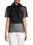 Anne Klein Organza Tie-bow Silk Blouse