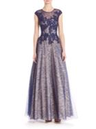Basix Illusion Lace Accented Gown