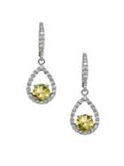 Lord & Taylor Sterling Silver And Citrine Pave Drop Earrings