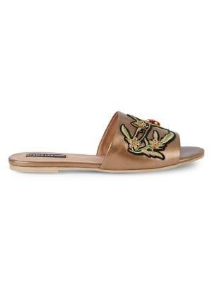 Design Lab Floral Embroidered Slides