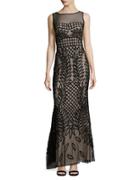 Js Collections Embroidered Illusion Dress