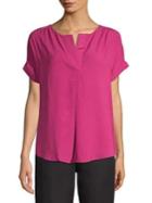 Lord & Taylor Split Neck Pleated Top