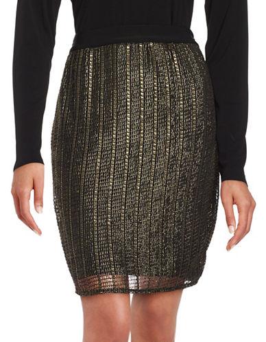 H Halston Metallic Overlay Skirt