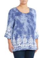 Karen Kane Plus Embroidered Tie Dye Top