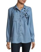 Beach Lunch Lounge Embroidered Hi-lo Button-down Shirt
