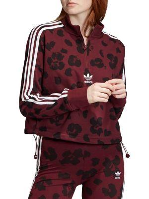 Adidas Leopard-print Half-zip Sweatshirt